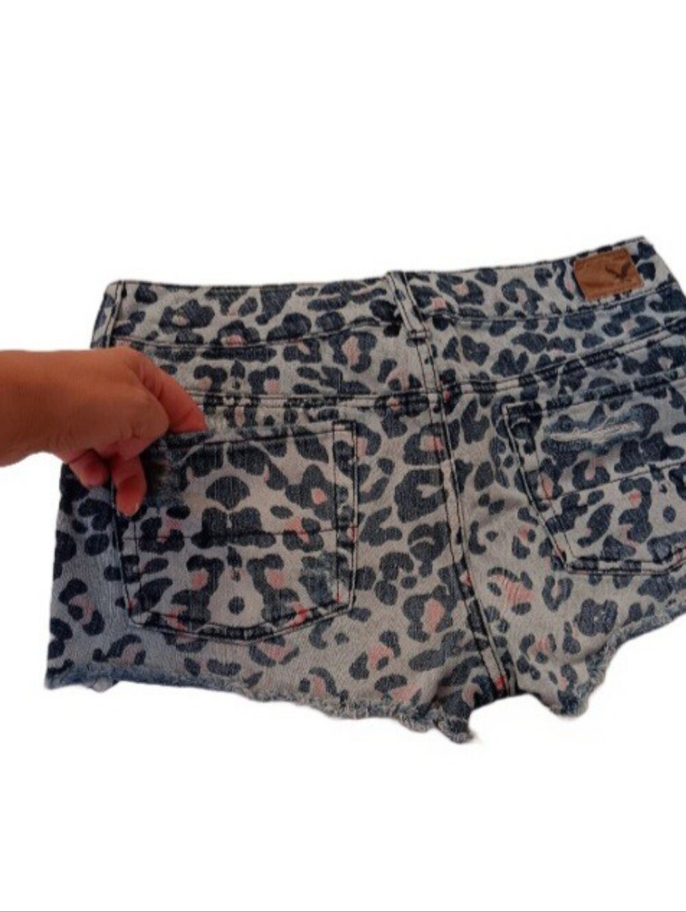 American Eagle Outfitters Blue and Red Leopard Jean Shorts | EUC | Shortie - Picture 13 of 16